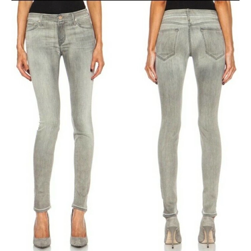 MOTHER Denim The Looker Dark Moon Magic Grey Light Wash Skinny Size 27 (f